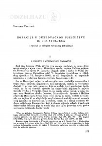 Horacije u dubrovačkom pjesništvu 18. i 19. stoljeća : (isječak iz povijesti hrvatskog latinizma) / V. Vratović