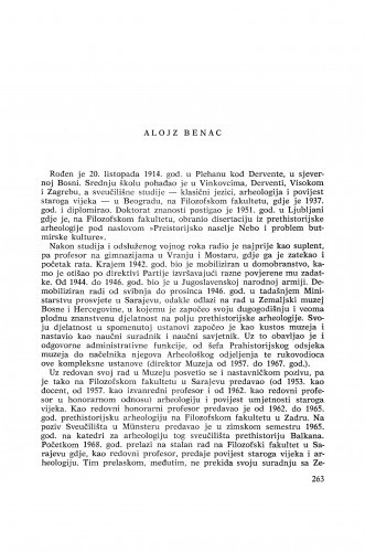 Alojz Benac : [biografije novih članova Akademije]