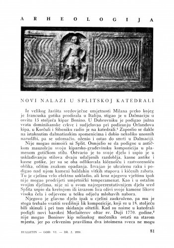Novi nalazi u Splitskoj katedrali / Cvito Fisković