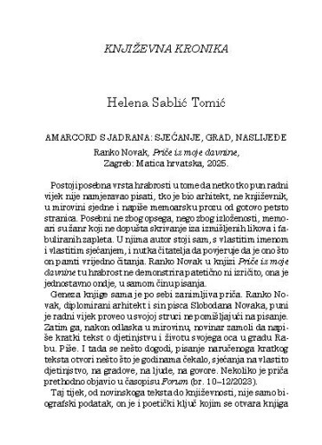 Književna kronika / Helena Sablić-Tomić