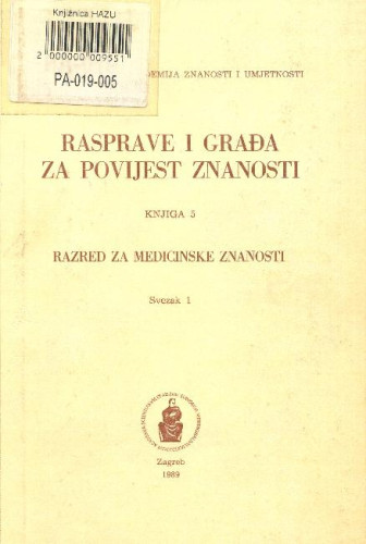 Rasprave i građa za povijest znanosti [5] / urednici Branko Kesić, Biserka Belicza