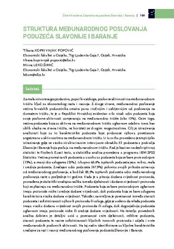 Struktura međunarodnog poslovanja poduzeća Slavonije i Baranje / Tihana Koprivnjak Popović, Mirna Leko Šimić