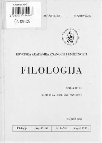 Knj. 30/31(1998) / glavni i odgovorni urednik Rudolf Filipović