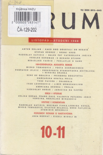 God. 27(1988), knj. 56, br. 10-11 (listopad-studeni) / glavni i odgovorni urednik Slavko Mihalić