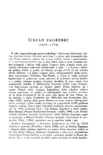 Štefan Zagrebec (1669-1734) / O. Šojat