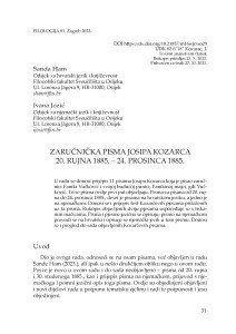 Zaručnička pisma Josipa Kozarca 20. rujna 1885. – 24. prosinca 1885. / Sanda Ham, Ivana Jozić
