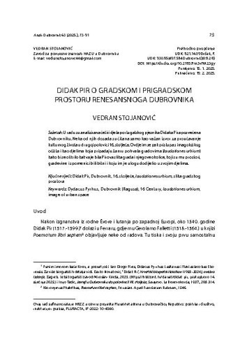 Didak Pir o gradskom i prigradskom prostoru renesansnoga Dubrovnika / Vedran Stojanović