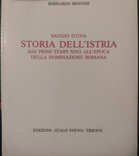 Saggio d'una storia dell'Istria dai primi tempi sino all'epoca della dominazione romana / Bernardo Benussi
