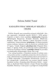 Kazališni pisac Miroslav Krleža i Osijek / Helena Sablić Tomić