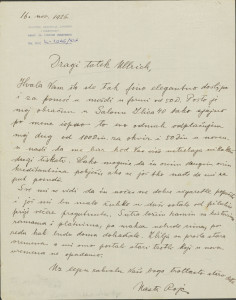 Pismo Naste Rojc Antunu Ullrichu, Zagreb (?), 16.11.1926.