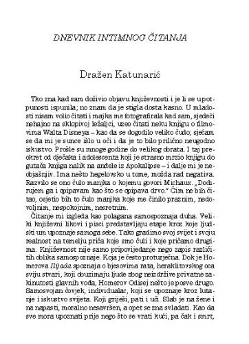 Dnevnik intimnog čitanja / Dražen Katunarić