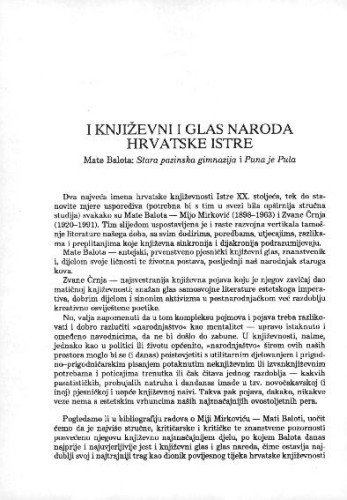 I književni i glas naroda hrvatske Istre / Boris Domagoj Biletić 
