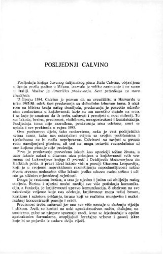 Posljednji Calvino / Karmen Milačić