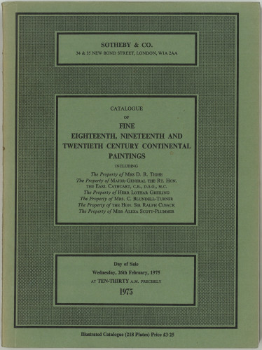 Catalogue of fine eighteenth, nineteenth and twentieth century continental paintings : day of sale, Wednesday, 26th February 1975 : including A view of a Courtyard by A. Pasini ...  / Sotheby & Co.
