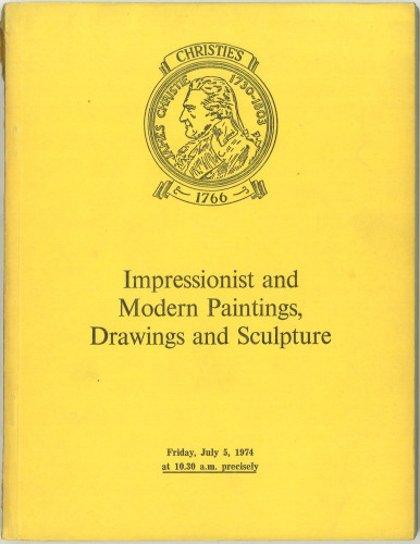 Impressionist and modern paintings, drawings and sculpture : the properties of Mrs. Ernest Kanzler ... and from various sources : auction ... on Friday, July 5, 1974 / Christie, Manson & Woods Ltd