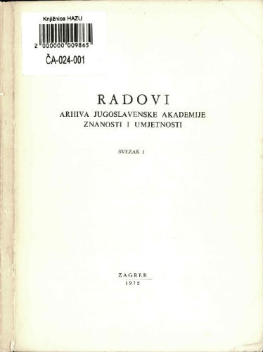 Sv. 1(1972) ; urednik Grga Novak, Ivan Ilić