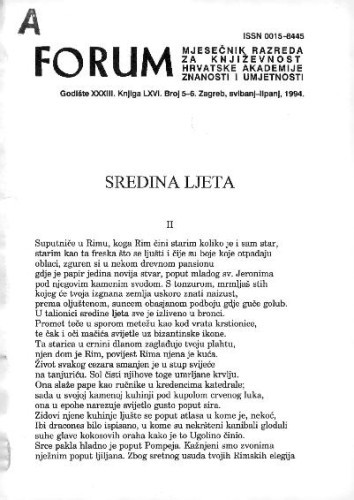 Sredina ljeta : izbor iz lirike / Derek Walcott ; izabrao i preveo Miloš Đurđević