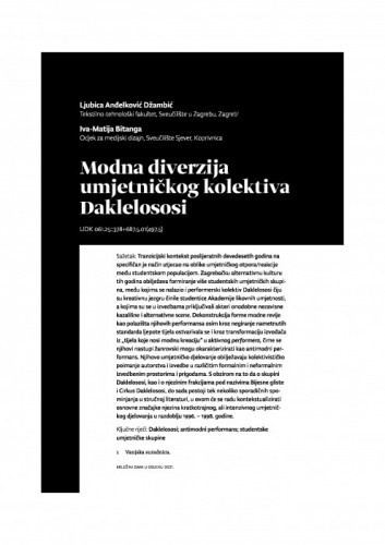Modna diverzija umjetničkog kolektiva Daklelososi / Ljubica Anđelković Džambić, Iva-Matija Bitanga