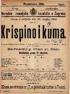 Krispino i kuma : Fantastično-šaljiva opera u 3 čina / od F. M. Piave-a ; glasba L. I. F. Rici-a