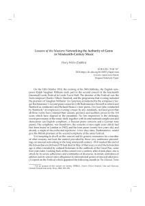 Lessons of the Masters: Networking the Authority of Genre in Nineteenth-Century Music / Harry White