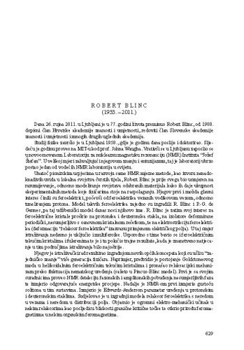 Robert Blinc (1933.-2011.) : [nekrolog] / Slaven Barišić