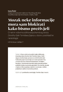 Mozak neke informacije mora sam blokirati kako bismo preživjeli : O nekim vidovima oblikovanja dramskog teksta Dorothy Gale Tomislava Zajeca u obzoru postklasične naratologije / Ivana Žužul