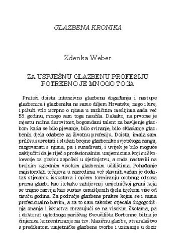 Glazbena kronika / Zdenka Weber