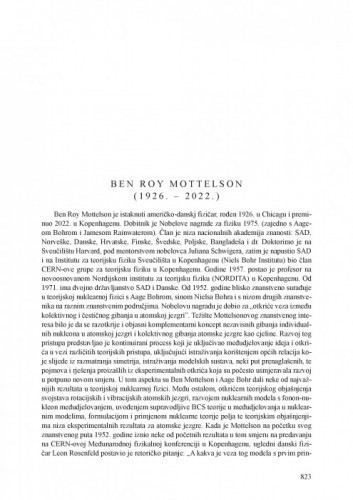 Ben Roy Mottelson (1926. - 2022.) : [nekrolog] / Vladimir Paar