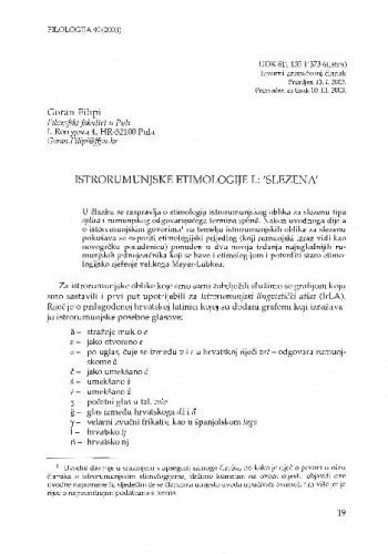 Istrorumunjske etimologije I.: 