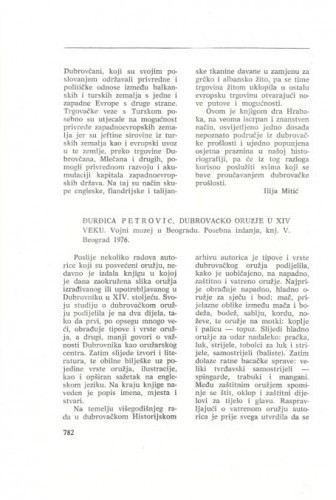Đurđica Petrović: Dubrovačko oružje u XIV veku : [prikaz] / Ilija Mitić