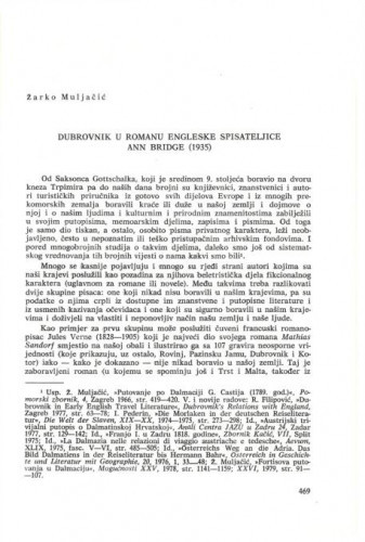 Dubrovnik u romanu engleske spisteljice Ann Bridge (1935) / Žarko Muljačić