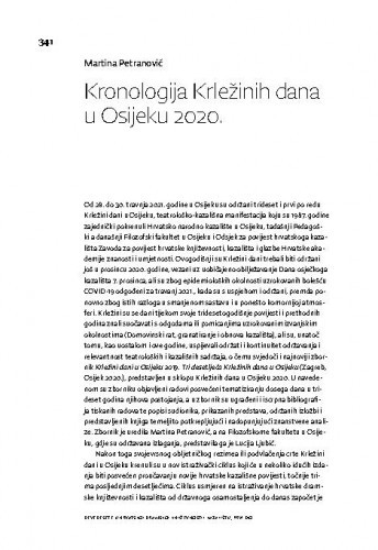 Kronologija Krležinih dana u Osijeku 2020. / Martina Petranović