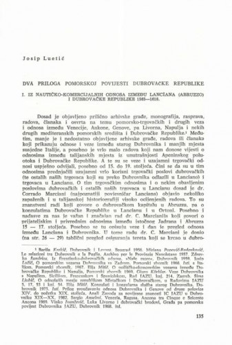 Dva priloga pomorskoj povijesti Dubrovačke Republike / Josip Luetić
