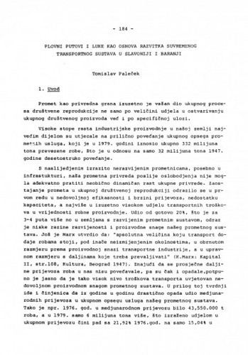 Plovni putovi i luke kao osnova razvitka suvremenog transportnog sustava u Slavoniji i Baranji / Tomislav Paleček