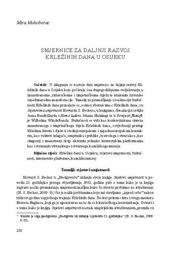 Smjernice za daljnji razvoj Krležinih dana u Osijeku / Mira Muhoberac