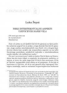 Neki intertekstualni aspekti Ujevićevih Naših vila / Luka Šeput