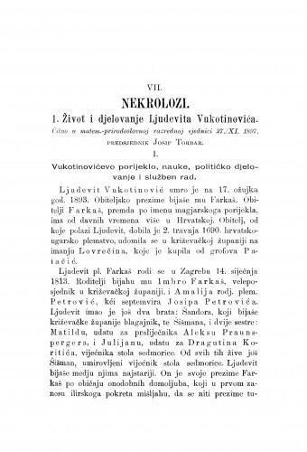 Život i djelovanje Ljudevita Vukotinovića : [nekrolog.] / J. Torbar