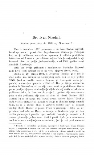 Dr. Ivan Strohal : [nekrolog] / M. Maurović