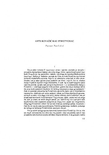 Ante Kovačić kao stihotvorac / Pavao Pavličić