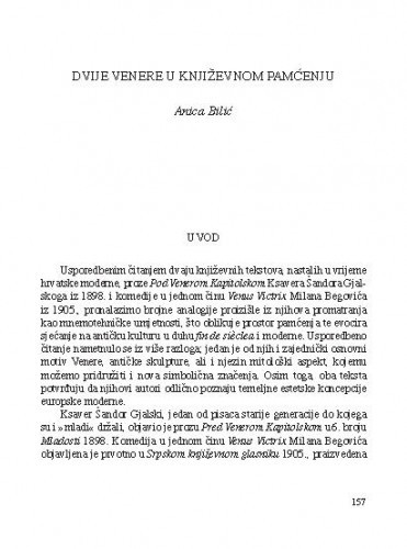 Dvije Venere u književnom pamćenju / Anica Bilić