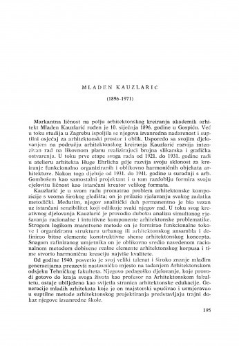Mladen Kauzlarić (1896-1971) : [nekrolozi] / A. Mohorovičić