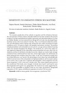 Sensitivity to oxidative stress: sex matters / Tatjana Marotti, Sandra Sobočanec, Željka Mačak-Šafranko, Ana Šarić, Borka Kušić, Tihomir Balog