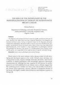 The role of the pathologist in the individualisation of therapy in patients with breast cancer / Božena Šarčević