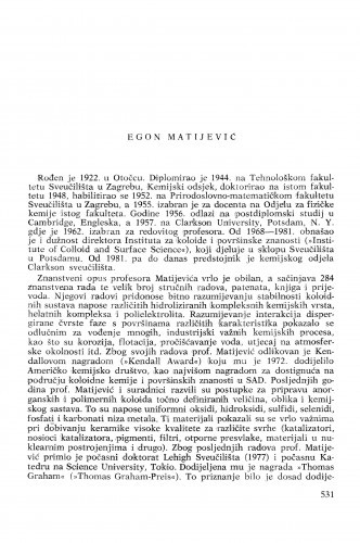Egon Matijević : [biografije novih članova Akademije]