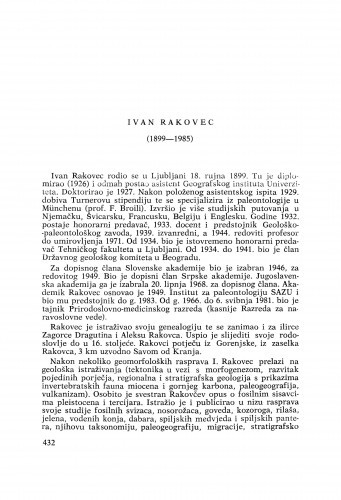 Ivan Rakovec (1899-1985) : [nekrolozi] / Vanda Kochansky-Devidé