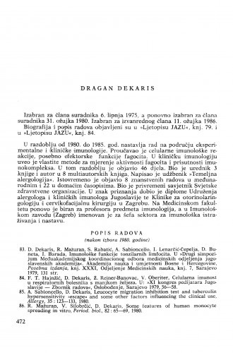 Dragan Dekaris : [biografije novih članova Akademije]