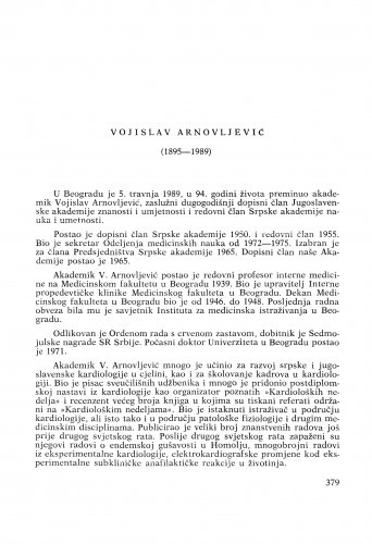 Vojislav Arnovljević (1895-1989) : [nekrolozi] / Radovan Ivančić