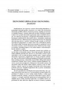 Ekonomski liberalizam i ekonomska znanost / Zvonimir Baletić