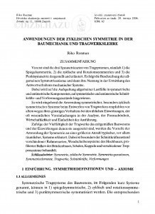 Anwendungen der zyklischen Symmetrie in der Baumechanik und Tragwerkslehre / Riko Rosman