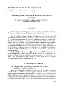 Darstellende Geometrie im hyperbolischen H!<SUP!>3!</SUP!>-Raum. I. Teil: Grundbegrife, Definitionen, Lagenbeziehungen / I. Babić